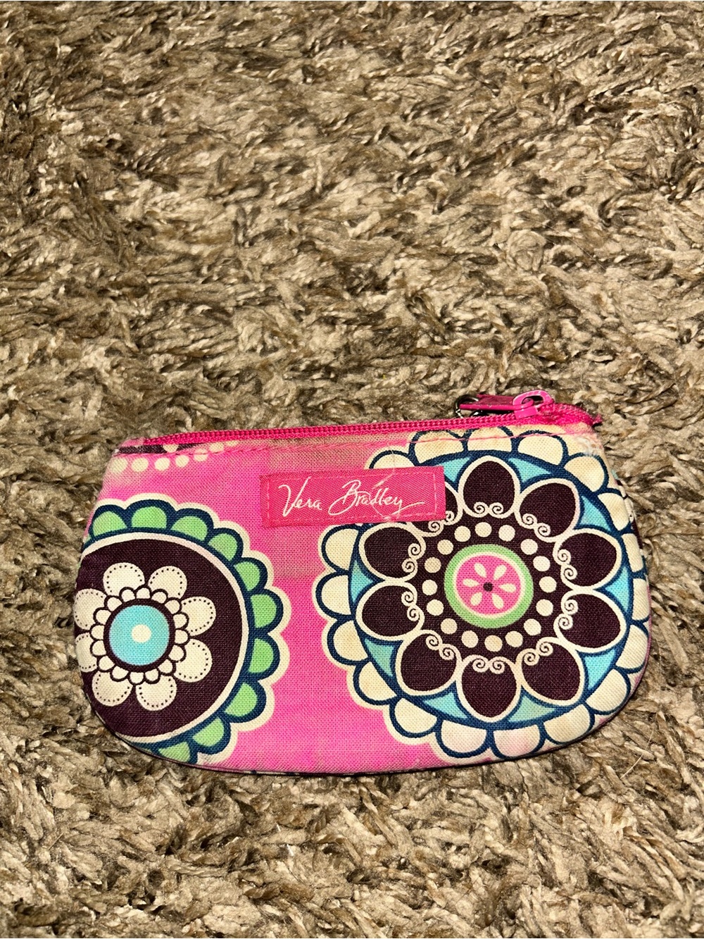 Vera Bradley Cupcakes Pink Floral Patterned Zip Pouch